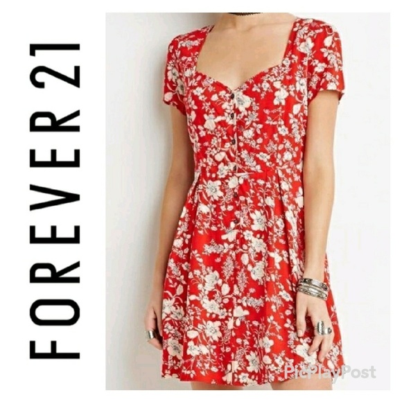 forever 21 red floral dress